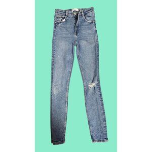 Zara Womens Distressed Skinny Jeans Size 2 USA Light Wash Denim